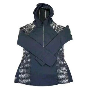 Athleta small scuba navy blue running wild hoodie half zip reflective pullover